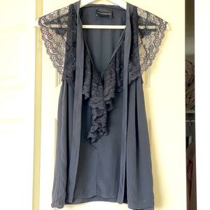 Silk top with lace detail